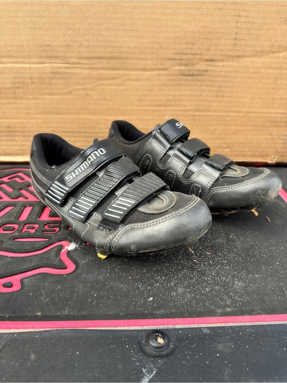 Shimano Black Road Cycling Shoes with Triple Velcro Straps